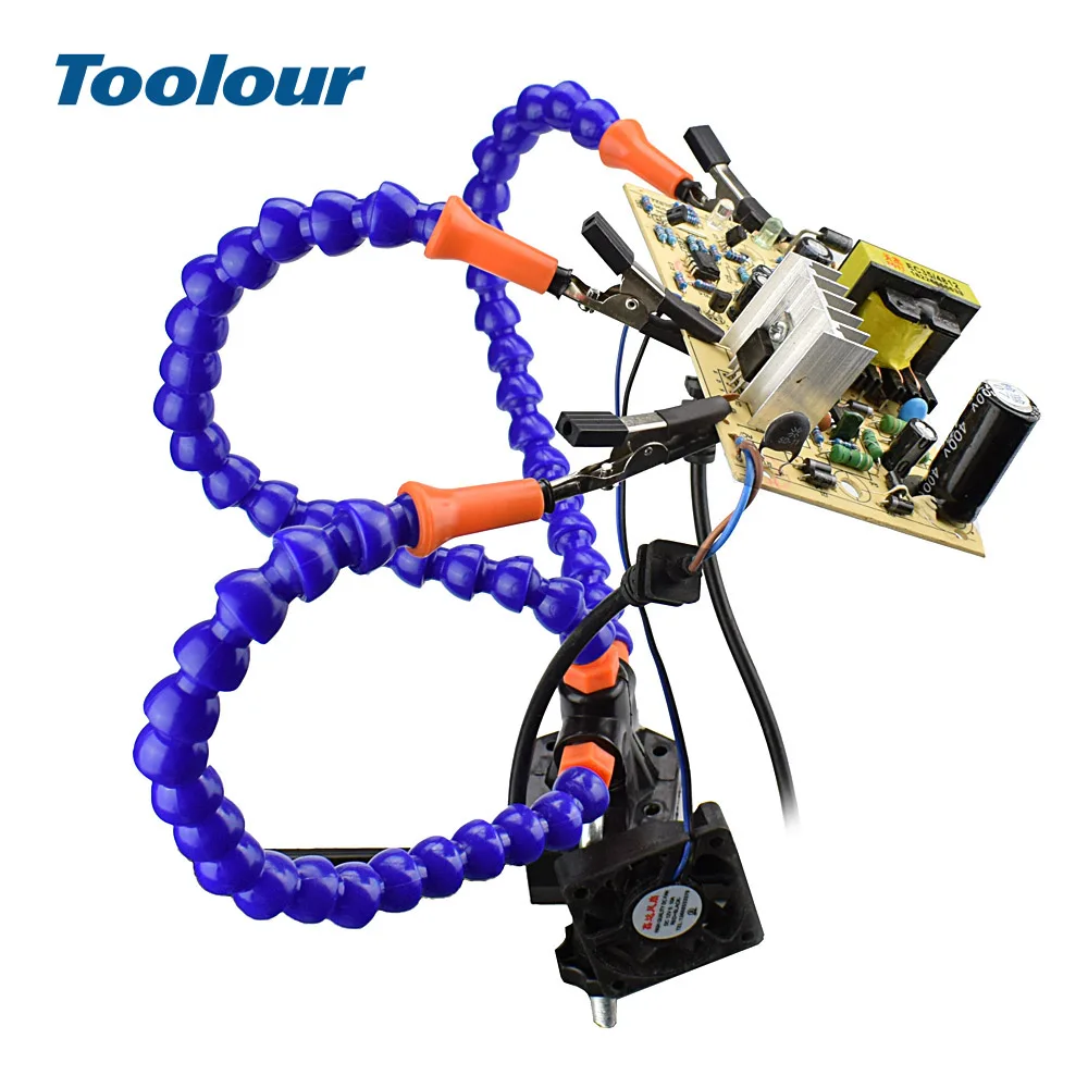 Toolour Bench Vise Table Clamp Soldering Station with 3pc Flexible Arms Soldeirng Iron Holder