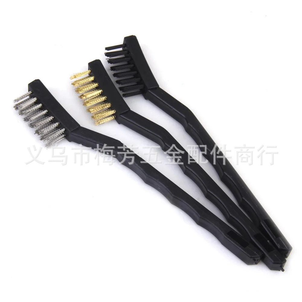 В настоящее время доступный натуральный продукт нержавеющей стали проволочные кисти/3 кисть для ПК комбинированная пластиковая ручка проволочная щетка