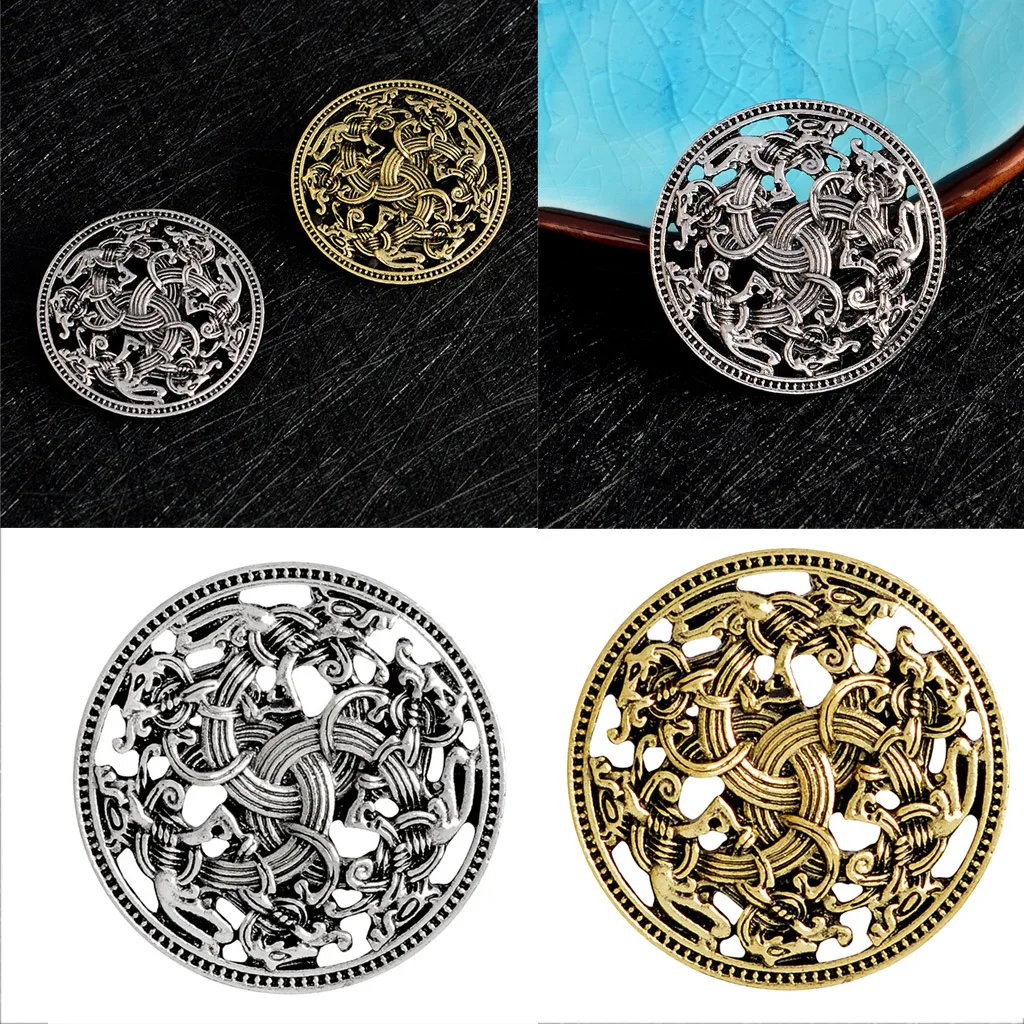 Скандинавские средневековые брошь викинга скандинавские античные, винтажные украшения серебро/золото круглый щит Броши для женщин и мужчин