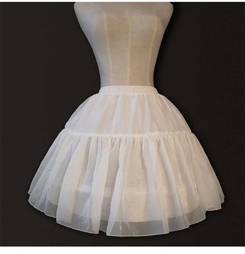 Белый короткий подъюбник для женщин платье 2 два Hoops Bone Black Petticoat для вечерние Пышные юбки Слип кринолин - Цвет: Белый
