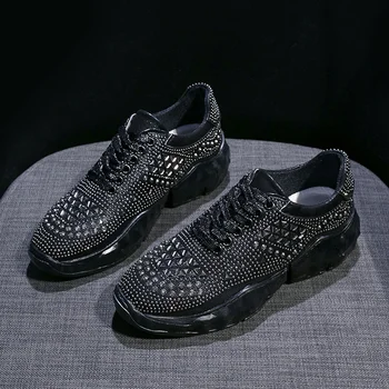 

Women Sneakers Platform Sneakers jelly shoes Chunky rivets diamond design Trainers Vulcanize Shoes Flats Female Shoes K19-10