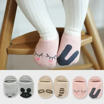 

3 pairs/Lot Cartoon Asymmetry Cotton Shoe Socks Anti Slip Rubber Sole Boat Socks Unisex Sock Baby Girl Newborn Boy Children babe