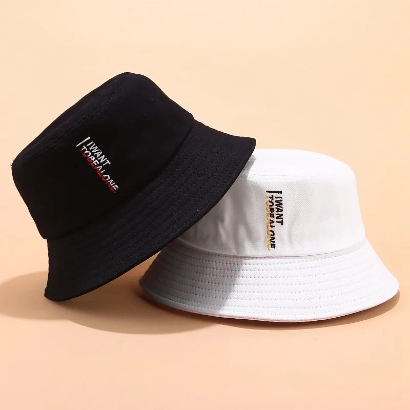 

2020 Fisherman Hat Men's New I WANT Letters Embroidered Basin Cap Women Spring Summer Outdoor Wild Casual Men Bucket Sun Hat