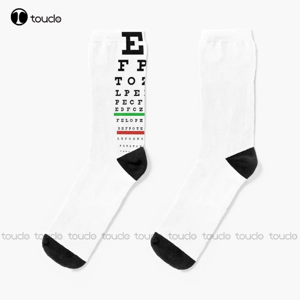 

Eye Chart. Snellen Chart. Socks Red Socks Women Personalized Custom Unisex Adult Teen Youth Socks 360° Digital Print Funny Sock