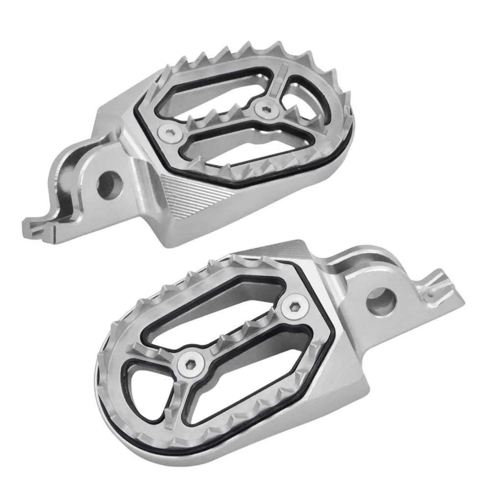 CNC ножная педаль Запчасти для Kawasaki 250 KX KX250 KX250F KX450F KLX450 SUZUKI RMZ250 250 RMZ питбайк мотокросса подножки - Цвет: Silver
