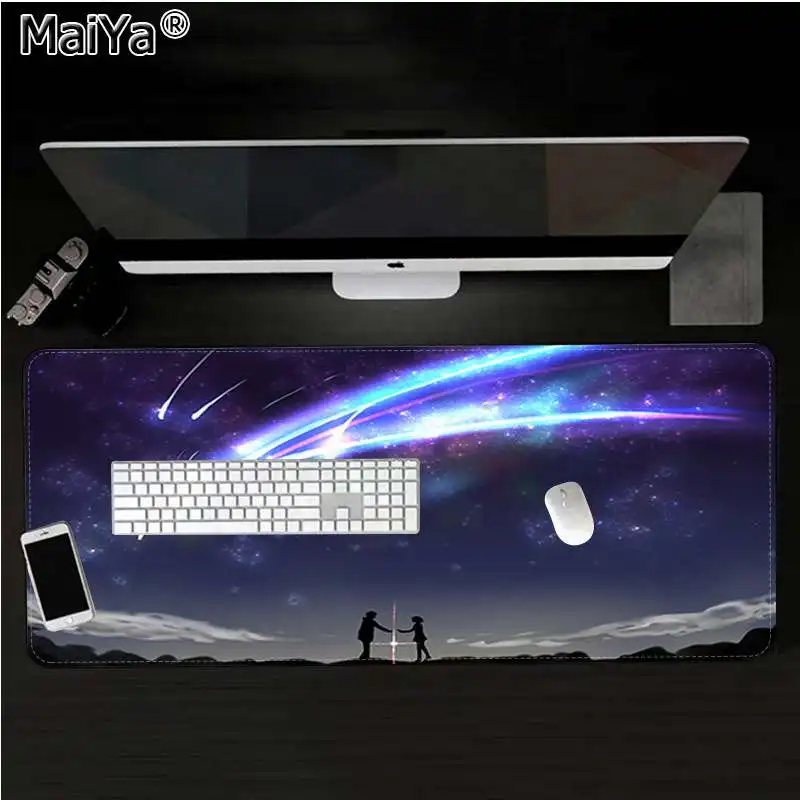 Maiya Beautiful Anime Your Name Is Anime Customized MousePads Computer Laptop Anime Mouse Mat Rubber PC Computer Gaming mousepad - Цвет: Lock Edge 40X90cm