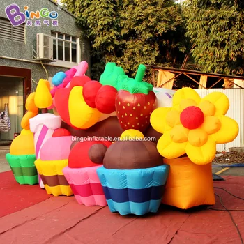 

PROMOTIONAL USE 6x2.5mh inflatable candy cake combination background wall dessert theme backdrop made to order toy