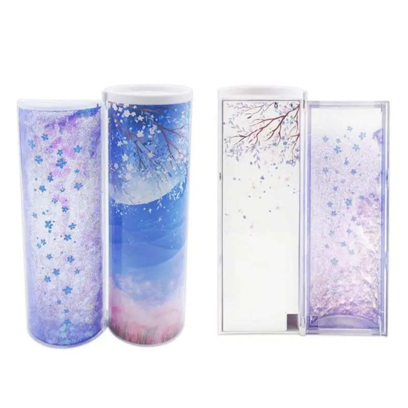 

Quicksand Translucent Pencil Case Multifunction Creative Cylindrical Calculator Stationery School Pen Holder AXYF