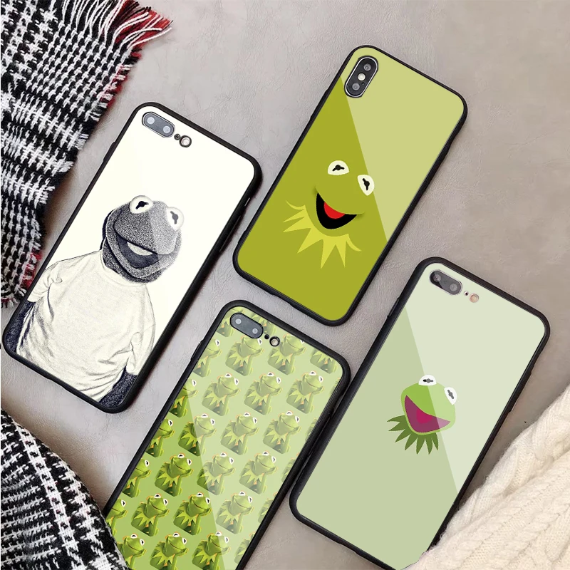 

Kermit Tempered Glass Phone Case For iPhone 6 6plus 7 7 plus 8 8plus 5 5S SE X XS XR XS Max