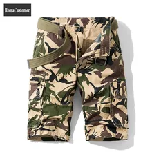 

Summer Mens New Camouflage Cargo Shorts Male Casual Loose Korean Concise Zippers Pockets Punk Style Knee Length Vintage Shorts