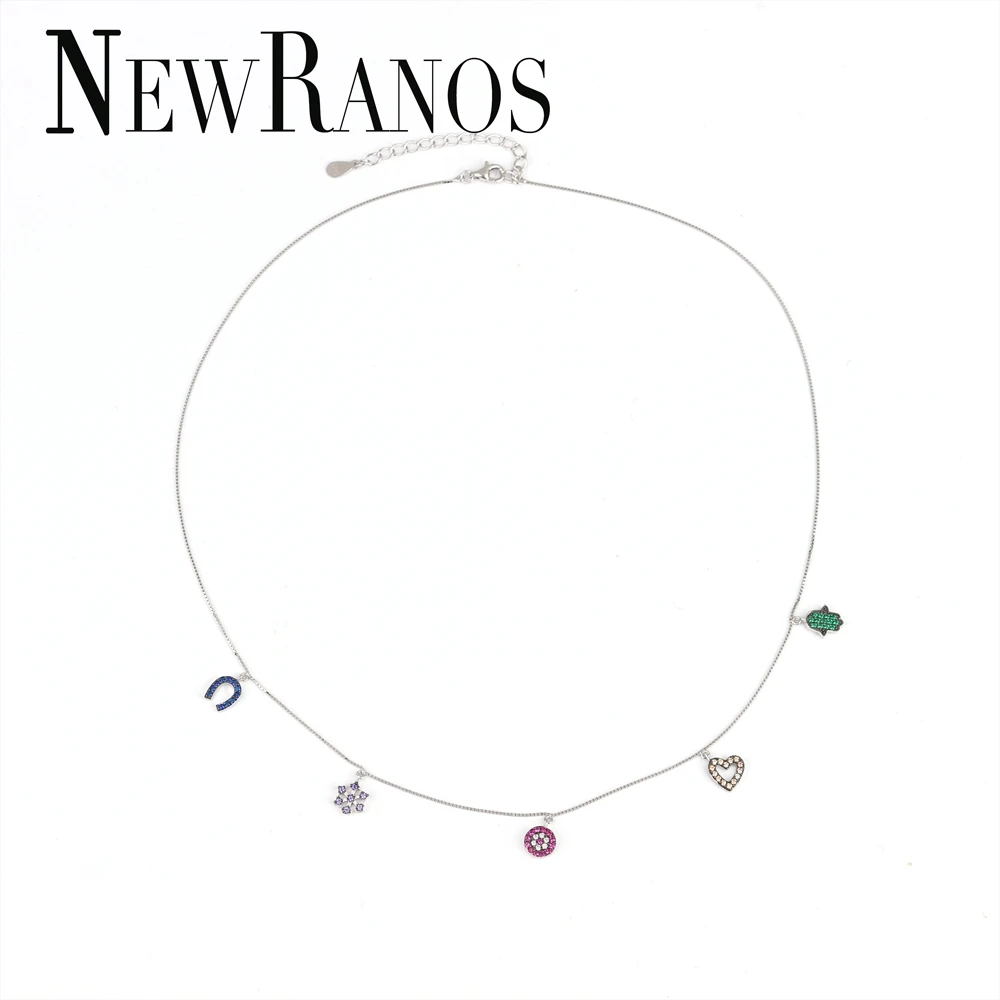 Newranos, 925 пробы, Серебряное колье, кубический циркон, модное ожерелье для воротника, женское ювелирное изделие, NYX0101242