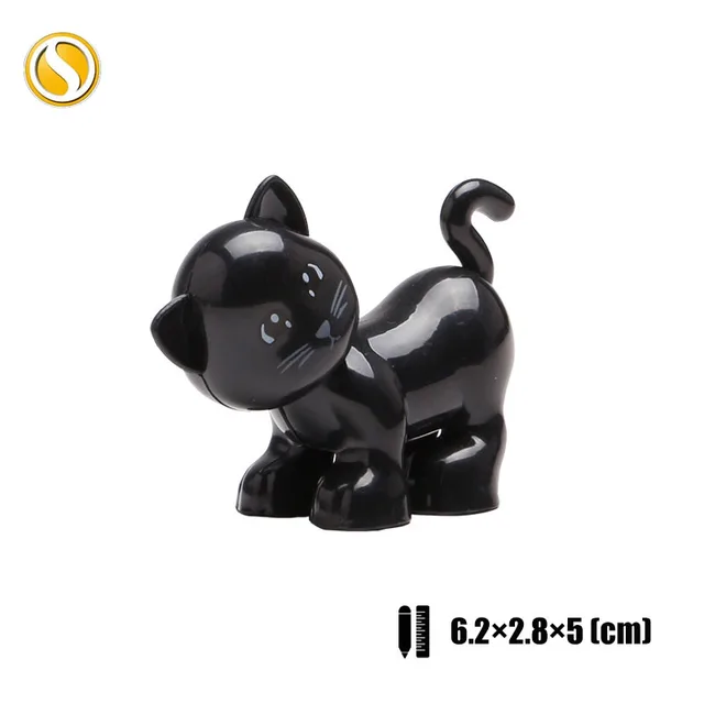 Animal Baby Cat Dog Horse Tiger Dinosaur Big Building Blocks Cultivate Children's Love Compatible With Original Brands Toy Block Black cat