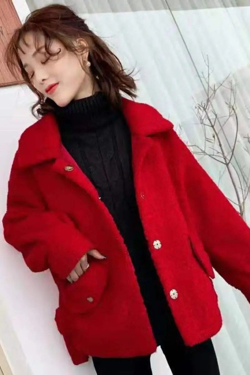

Lambs Wool Coat Women's Short 2019 Spring And Autumn New Style Online Celebrity Style Fur INS Winter Circle Berber Fleece