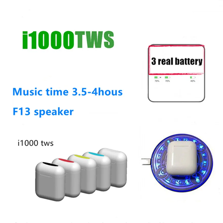 

i1000 TWS Replica 1:1 size F13 speaker Wireless Earphone 8D Bass pk i30i80 i100 i2000 i3000 tws for all smartphone Pk W1 H1 chip