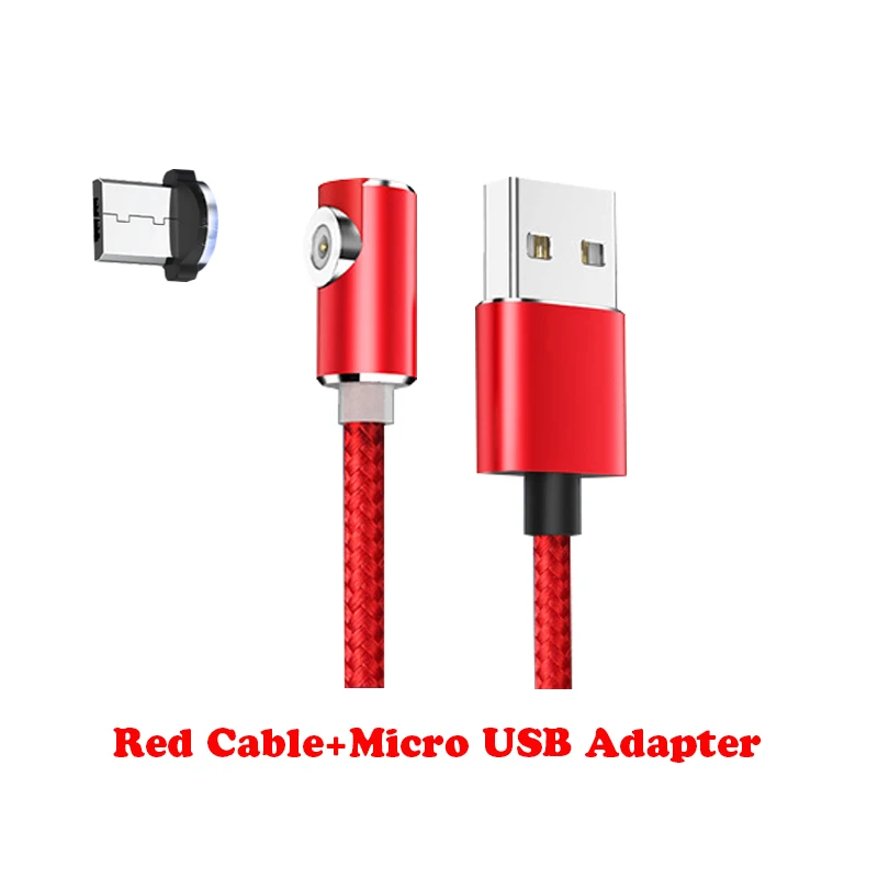 Магнитный usb-кабель для зарядки 1 м/2 м, адаптер Micro usb type C, зарядное устройство с углом 90 градусов, кабель для быстрой зарядки для iPhone huawei - Цвет: Cable-Micro USB