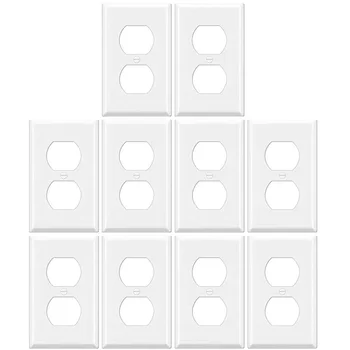 

Wall Plate Kit, Decor Receptacle Cover, Duplex Light Switch Cover, 1-Gang Standard Size 2.77inchX4.52inch ,White,10 Pack