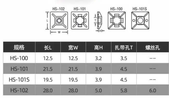 Description Picture 3 of item50 PCS/Pack Self Adhesive Cable Base Mounts White Cable Wire Zip Tie Mounts Bases Wall Holder Wiring Accessories