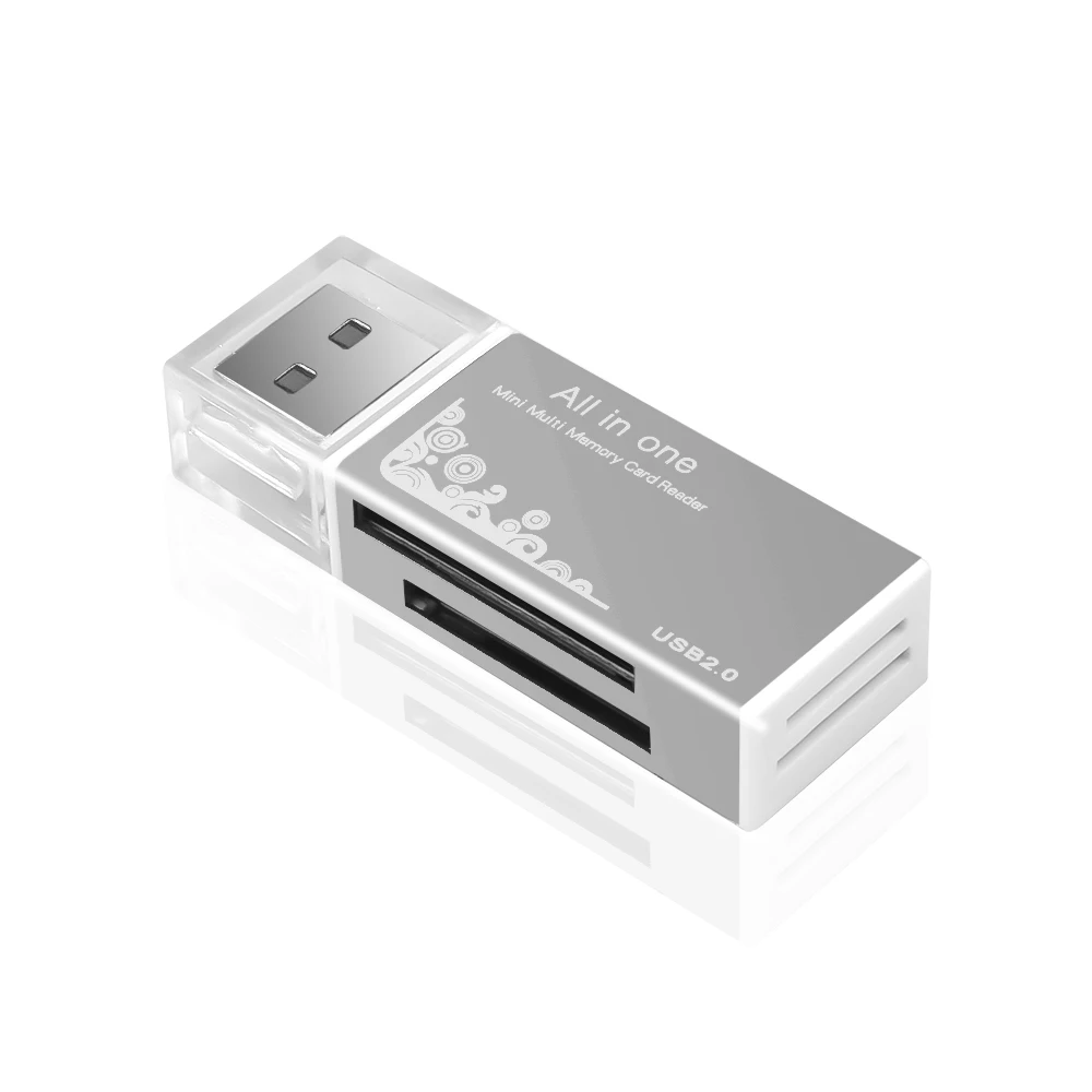 Silver Kebidu все в 1 считыватель карт памяти USB 2,0 Multi SD/SDHC MMC/RS MMC TF/MicroSD MS/ms PRO/MS Duo M2 кардридер оптом TF - Цвет: Silver