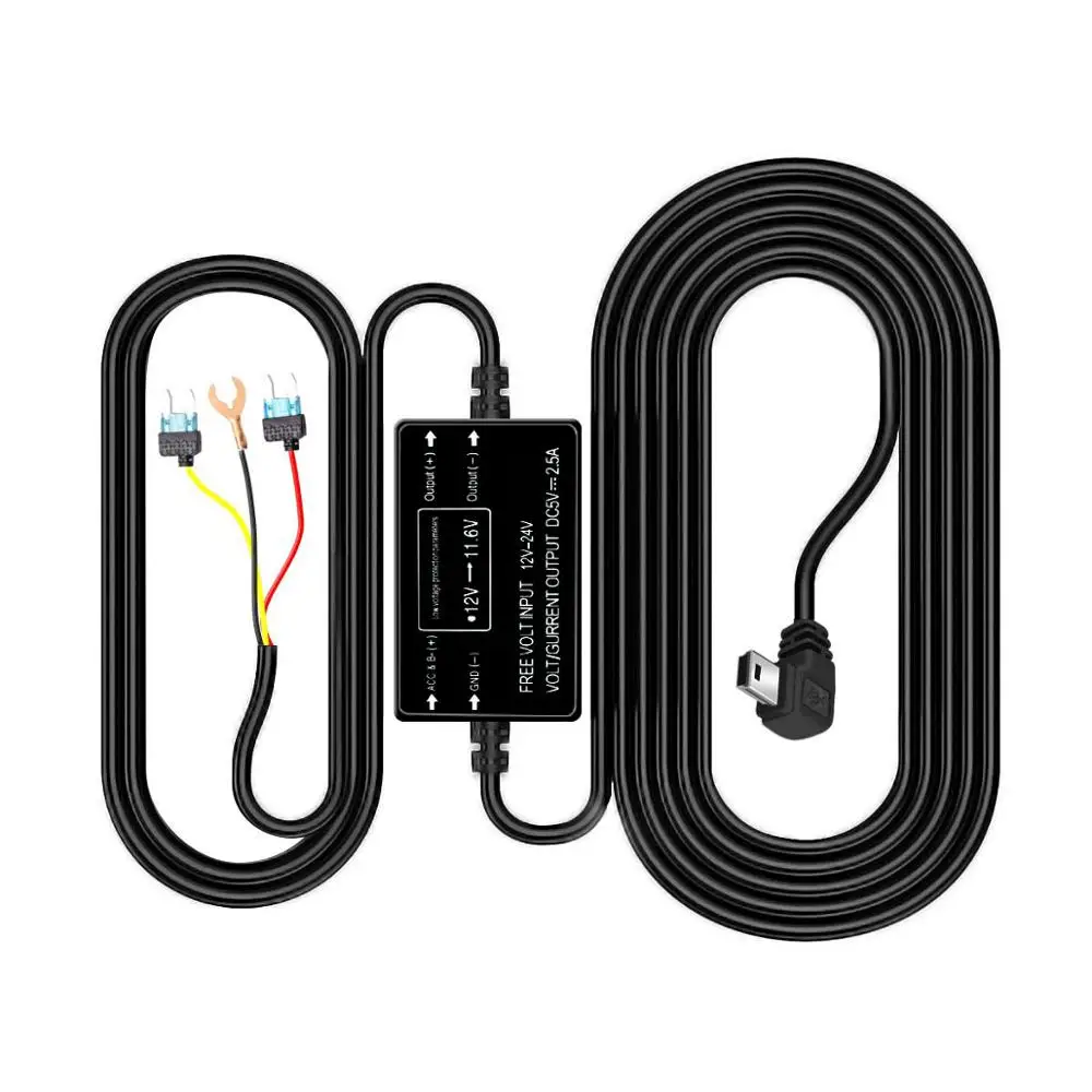 HGDO Dash Cam Hardwire Kit Mini USB Port DC 12/24V to 5V Car Charger