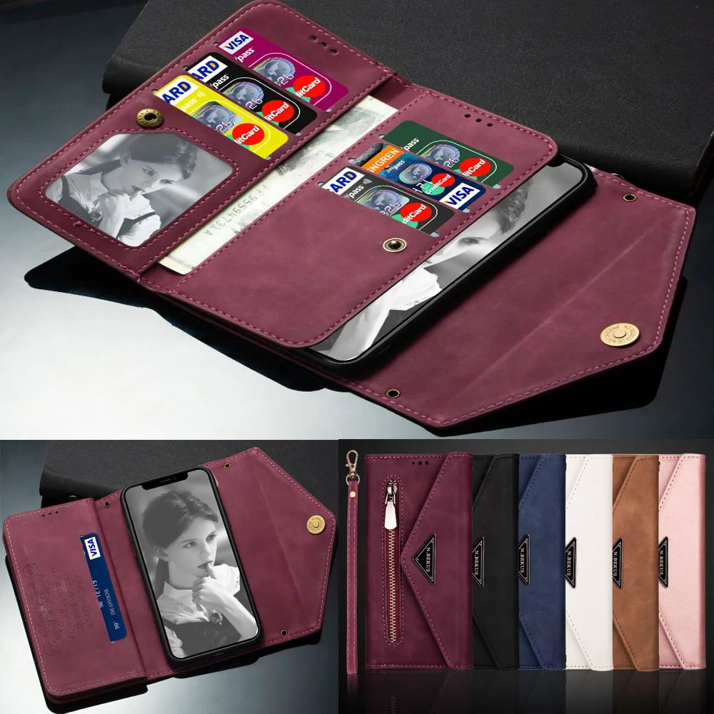 Luxury Leather Wallet Zipper Flip Multi-card slot Wallet For Xiaomi Redmi Note 8/Note 8 Pro Leather Shell Phone Bag Case Cover