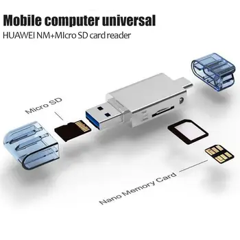

2 in 1 Type-C USB3.0 To Micro-SD/NM PC Use Card Reader For Huawei Mate20/P30 Pro High-speed Memory Aluminum alloy