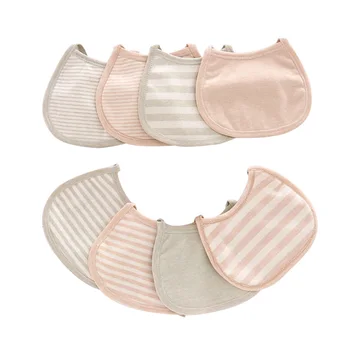 

4PCS Stripe Baby Bibs Toddler Infant Boys Girls Burp Cloths Cotton Absorbent Safe Material Healthy Newborn Saliva Towel 0-3Month