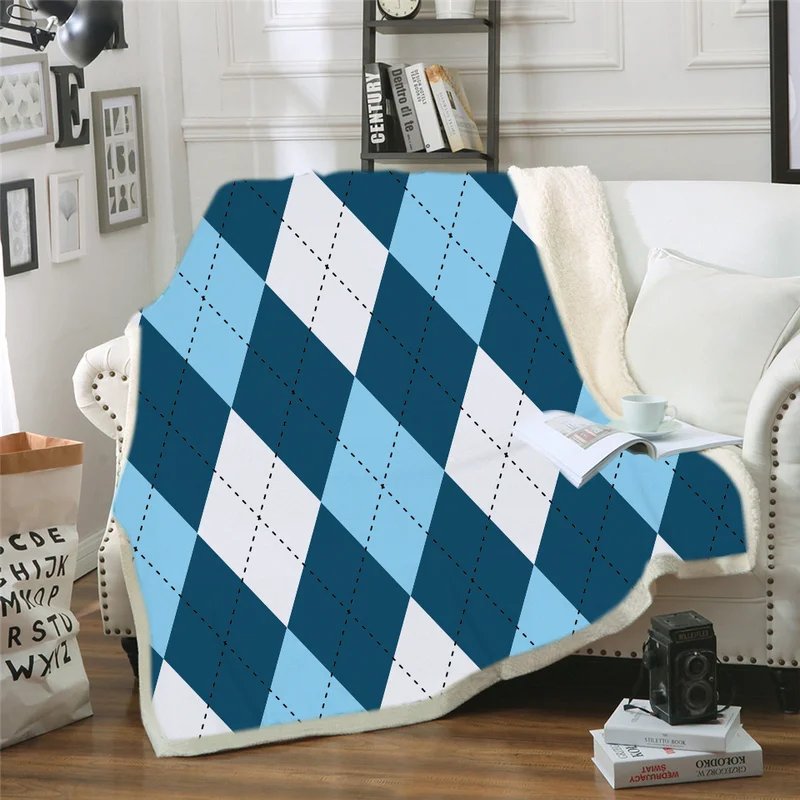 Plaid Flannel Blanket for Adults Kids Luxury Designer Blanket Classic Plaid Double-layer Thick Warm Blanket for Home Decorations
