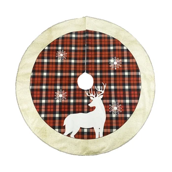 

2020 New Arrival Christmas Tree Skirt Plaid Elk Snowflake Tree Skirt Christmas Decorations for Home Office