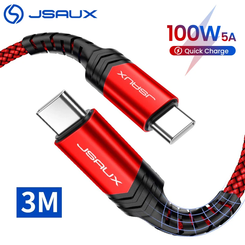 Кабель Jsaux 100 Вт Type C на 5A быстрая зарядка 3 0 кабель USB для MacBook Pro iPad 2019 Samsung S20 Xiaomi mi 10