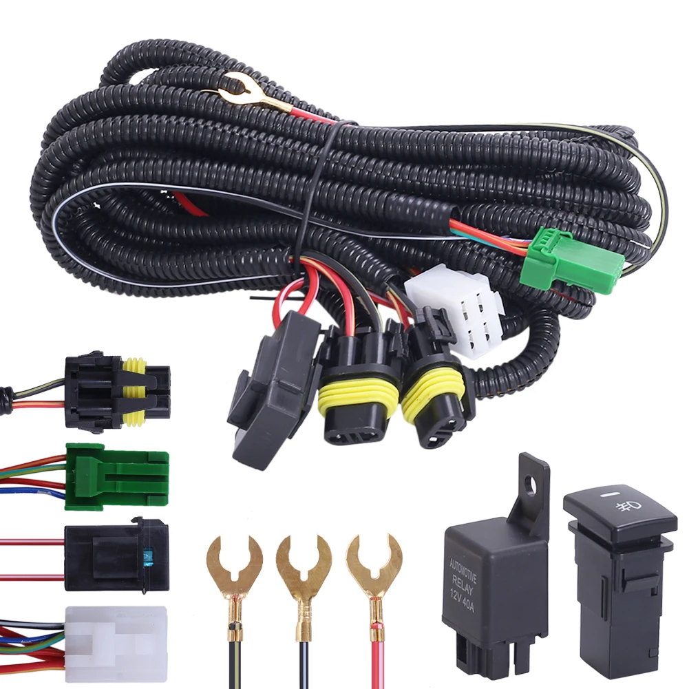12V 40A Car Fog Lamp Wiring Harness Socket Wire LED Indicator Switch Relay Fog Led Light for Toyota Accessories