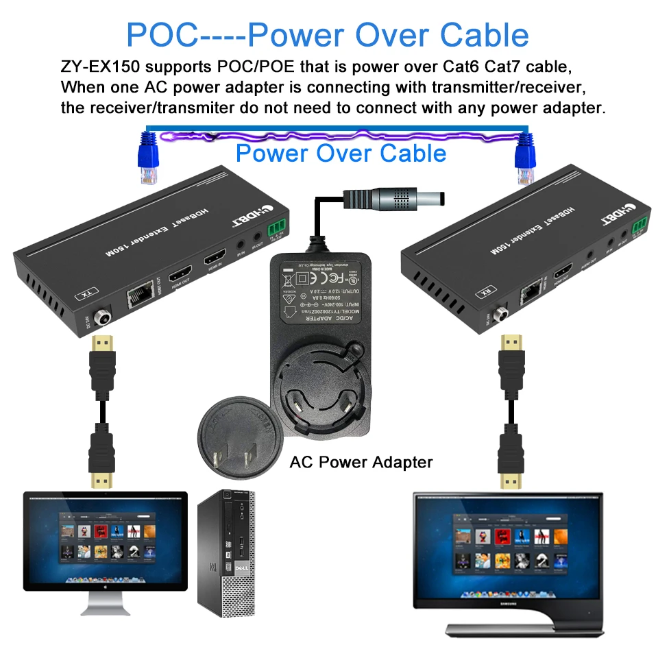 4 k@ 60Hz HDBaseT HDMI удлинитель 120 м HDMI удлинитель ИК поддержка POC HDCP2.2 HDMI удлинитель петля по Cat6 RJ45 к HDMI удлинитель