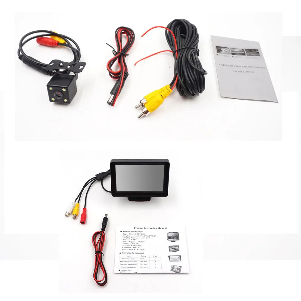 Carsanbo 4,3 дюймовый TFT автомобильный монитор с камерой заднего вида и 2,4G беспроводной RCA передатчик и приемник автомобильная система парковки - Цвет: monitor with camera