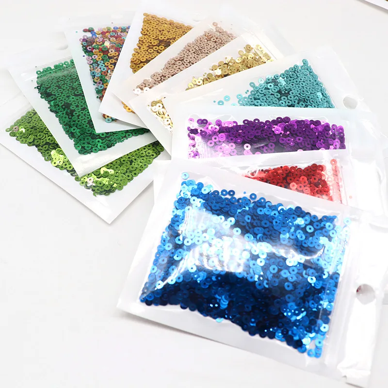 Description Picture 5 of item10g Pure Color Sequins Flat Round Pvc Loose Sequin Sequin Embroidery Craft Ladies Fabric Embroidery Accessories 3mm 4mm 5mm 6mm