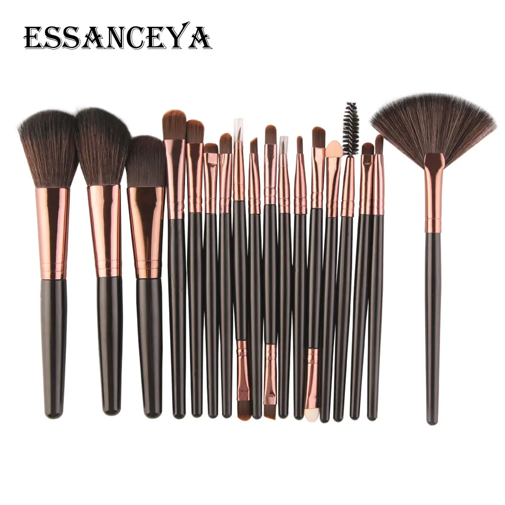 ESSANCEYA Pro 6-18Pcs Cosmetic Makeup Brushes Foundation Eye shadow Eyeliner Fan Make-Up Multipurpose Eye Brushes Cosmetic Tool - Handle Color: 18pcs HK