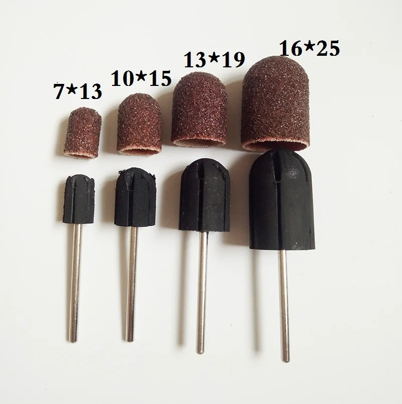 2 uds./juego (1 broca de goma + 1 Uds. Tapa de lijado) pulidora de goma para uñas, broca eléctrica para pulido de uñas, 5x11, 7x13, 10x15, 13x19, 16x25