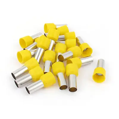 

20 Pcs Wire Crimp Connector Terminal Insulated Ferrule Yellow E16-12 6AWG 16mm2