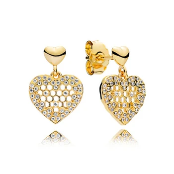 

Baofu New 925 Sterling Silver Ear Studs Love Honeycomb Hollow European Original Earrings Ladies Fine Jewelry