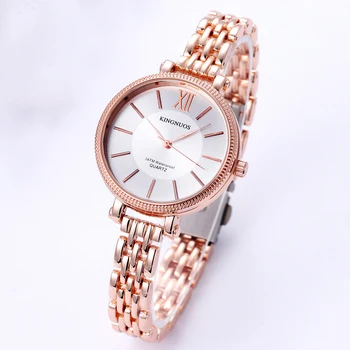 

KINGNUOS Rose Gold Women Fashion Bracelet Watch Luxury Brand Stainless Steel Business Quartz Watch Waterproof Students Watch