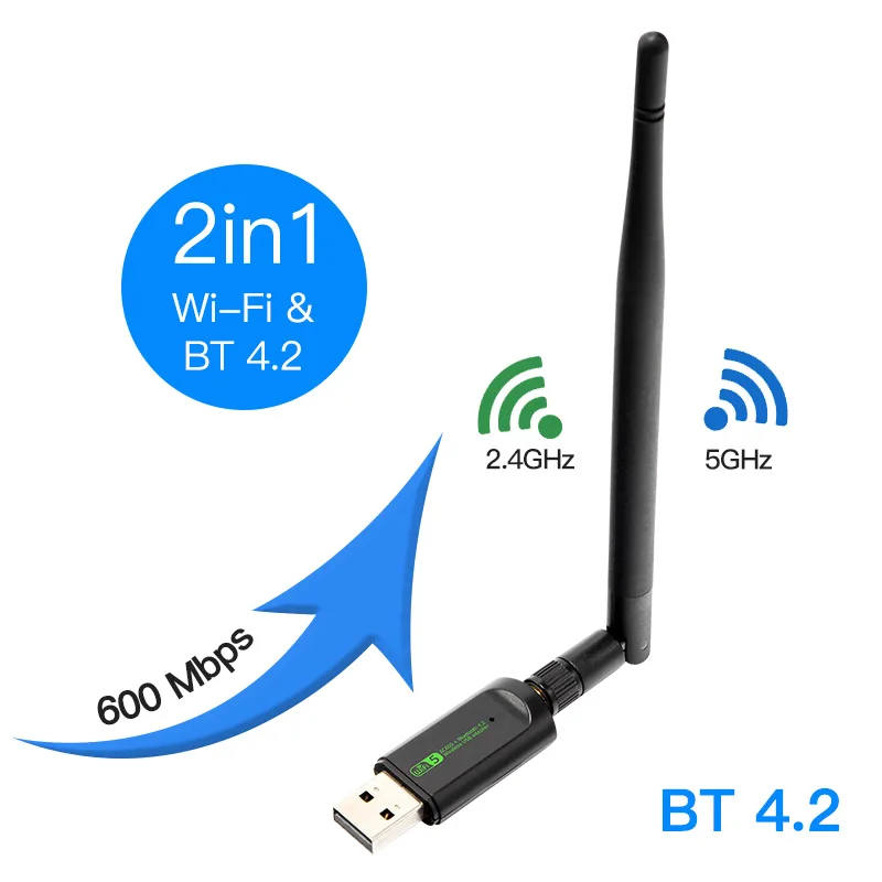 USB Wi-Fi адаптер 600 Мбит/с Bluetooth двухдиапазонный мини-USB-ключ беспроводной приемник
