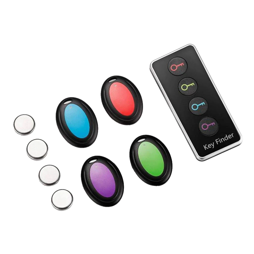 

Key Finder Locator 1x Transmitter 4x Receivers 1x Base Support 4x Key Rings