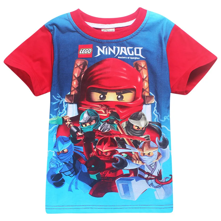 Милая футболка на день рождения для маленьких мальчиков Ninjago, детская одежда с короткими рукавами, забавные вечерние футболки с героями мультфильмов