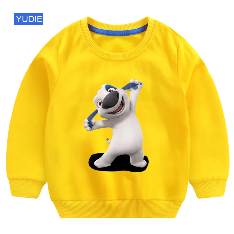 Толстовки для мальчиков; детская одежда с Томом и его другом, говорящим котом, собакой; толстовка для девочек; белый Хлопковый пуловер; футболка; осень г - Цвет: 06