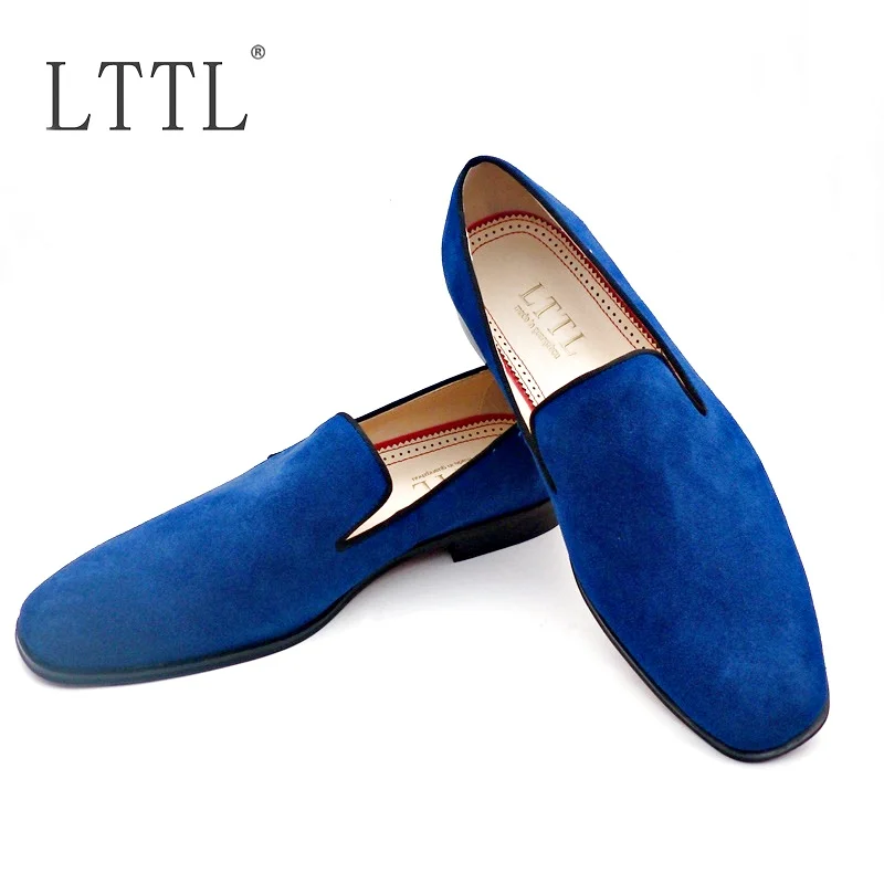 LTTL Navy Blue Suede Men Leather Casual Shoes Brand Men's Smoking Slippers Moccasins Wedding And Prom Shoes Slip-ons - AliExpress Shoes
