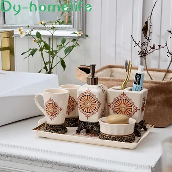 

36.5*22*4cm European-style Flower Rectangular with Handle Cracked Glaze Ceramic Tray Home Storage Tea Tray Bathroom Set Tray