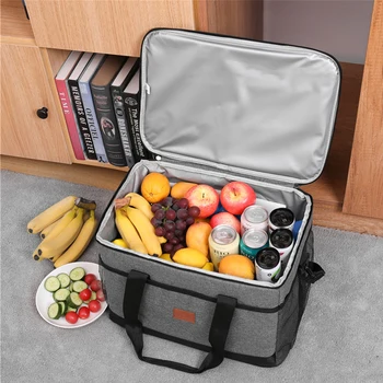 

Women Men Large Capacity Thermal Insulated Office Lunch Bag Adjustable Strap Portable Travel Picnic Camping Solid Food Container