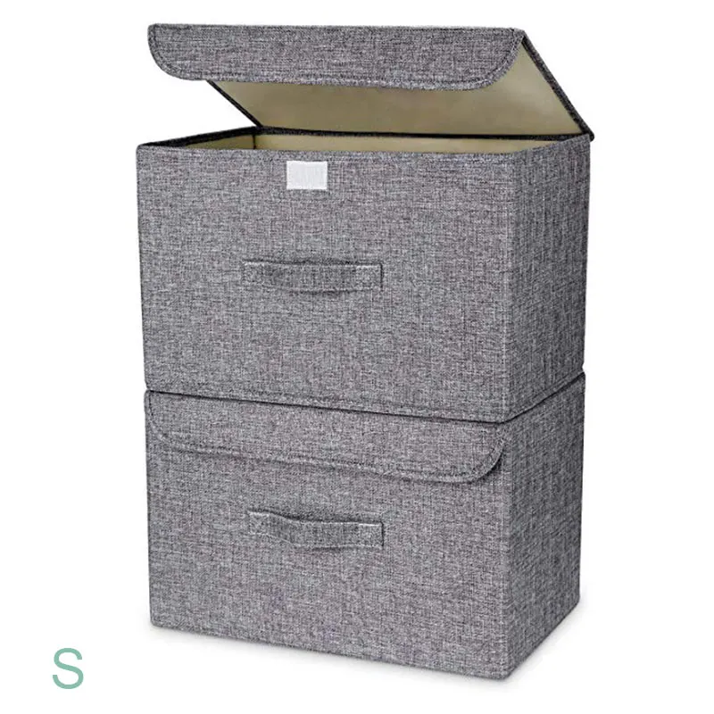 Коробка для хранения, набор из 2 корзин для хранения складные контейнеры с крышками и ручками корзина для полки для шкафов шкаф