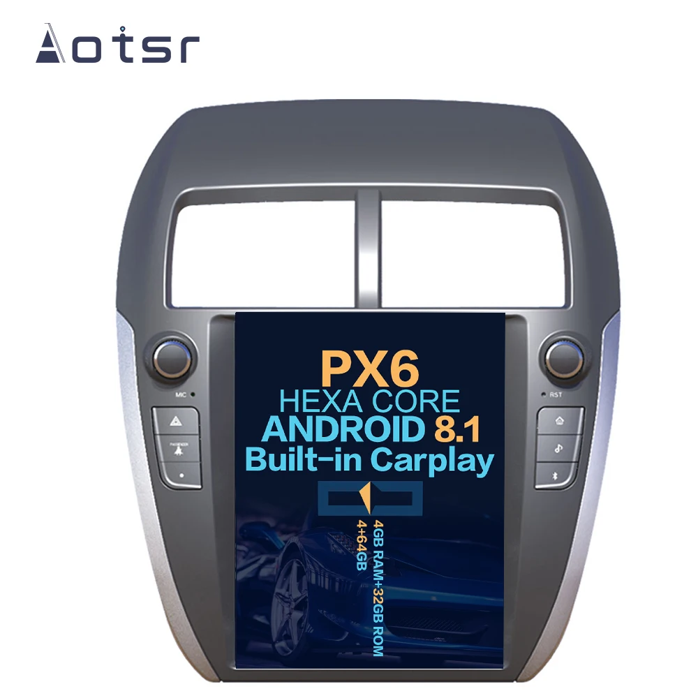 Perfect Aotsr Tesla10.4“ Vertical screen Android 8.1 Car DVD player GPS Navigation For MITSUBISHI ASX RVR Outlander Sport 2010-2014 0