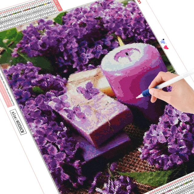 HUACAN DIY Diamond Embroidery Painting Flower With Home Decoration Cross Stitch Purple Lilac Diamond Mosaic