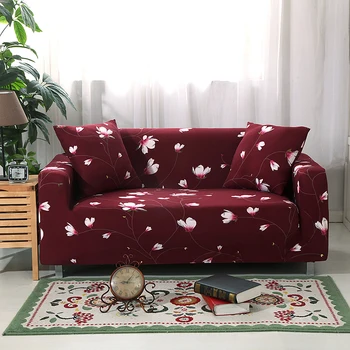 Fundas De sofá elásticas De Color rojo para sala De estar, funda Floral para sofá De Dos Y Tres Plazas, 1/2/3/4 asientos