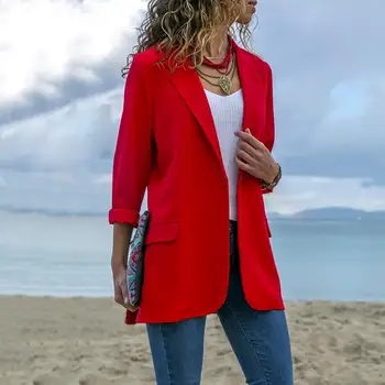 

Ladies Solid Color Long Sleeve Lapel Slim Fashion Casual Blazer